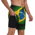thumbnail image 1 of Mens Swim Trunks Brazilian Flag Quick Dry Board Shorts with Compression Liner, 1 of 6
