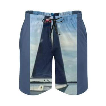 Mens Swim Trunks Breathable Quick Dry Summer Beach Wind Sailboat Beach Shorts Cool Board Short