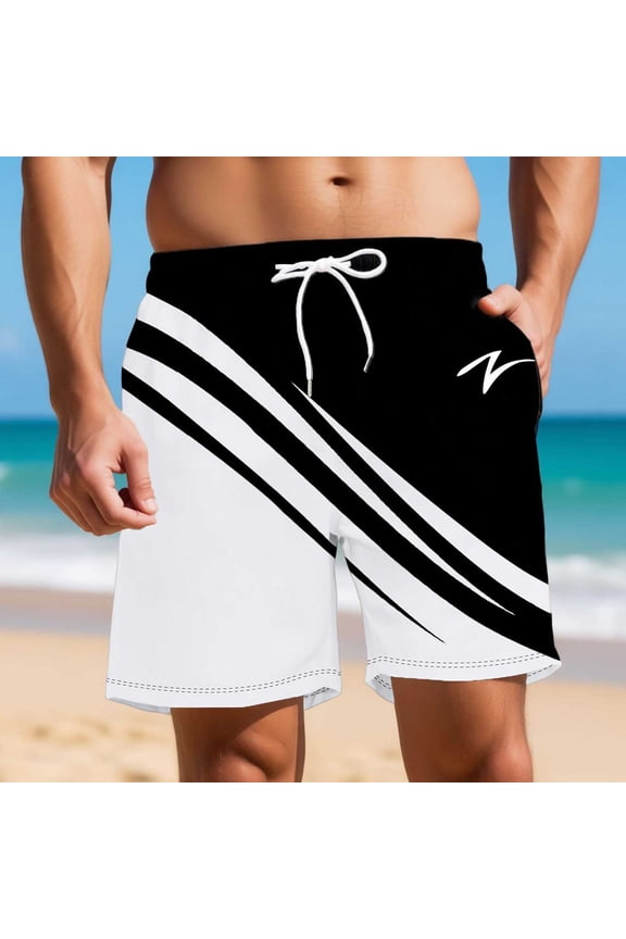 Mens Swim Trunks Casual 9 Inch Bathing Suit Lightweight Summer Beach Surfing Holiday Board Shorts Swimwear for Men White M