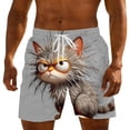 thumbnail image 1 of Mens Swim Trunks Casual Elastic Wasit Loose Fit Drawstring Shorts Cartoon Summer Beach Shorts with Pockets Gray 2 3XL, 1 of 3