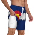 thumbnail image 1 of Mens Swim Trunks Colorado Snow Mountain Quick Dry Board Shorts with Compression Liner, 1 of 6