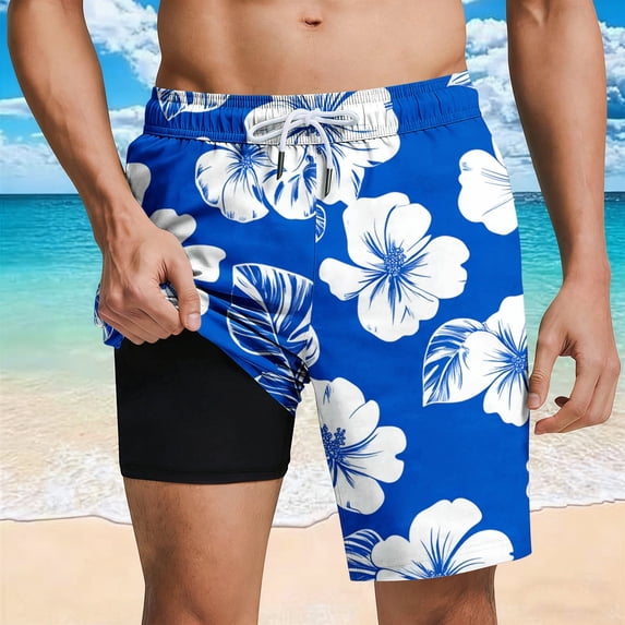 Mens Swim Trunks Compression Lined Swimming Shorts 9" Quick-Dry Bathing Suits