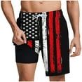 thumbnail image 1 of Mens Swim Trunks with Compression Liner 5 Inch Inseam Swim Shorts Quick Dry Mens Swimsuit Board Shorts Independence Day 4Th Of July Shorts Retro Patriotic Beach Pants with Pockets, 1 of 6