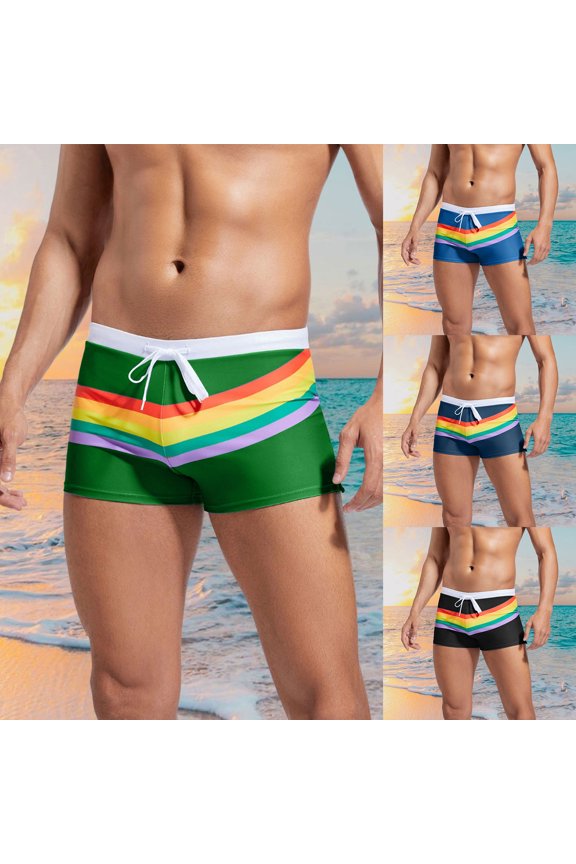 Mens Swim Trunks Drawstring Compression Beach Shorts Casual Athletic Swimwear Bottoms Summer Bathing Suits Blue L