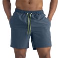 thumbnail image 1 of Mens Swim Trunks Drawstring Elastic Waist Board Shorts Casual Classic Fit Summer Beach Shorts with Pockets, M, 1 of 5