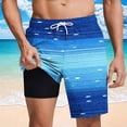 thumbnail image 1 of Mens Swim Trunks Drawstring Elastic Waist Quick Dry Short Pants Casual Stretch Liner Beach Shorts for Swimming Surf Blue 6 L, 1 of 6