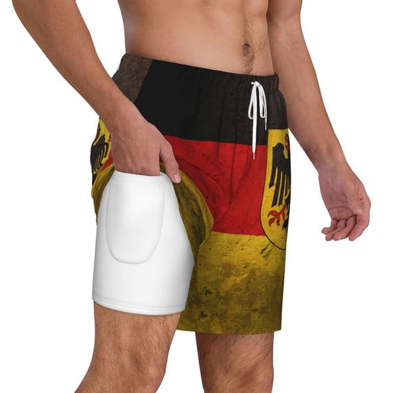 Mens Swim Trunks German Flag With The German Quick Dry Board Shorts with Compression Liner