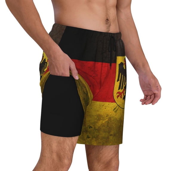 Mens Swim Trunks German Flag With The German Quick Dry Board Shorts with Compression Liner