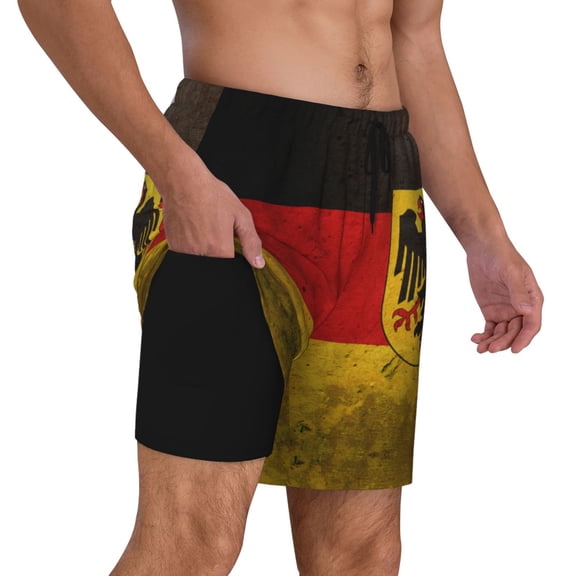 Mens Swim Trunks German Flag With The German Quick Dry Board Shorts with Compression Liner