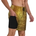thumbnail image 1 of Mens Swim Trunks Gold Quick Dry Board Shorts with Compression Liner, 1 of 6