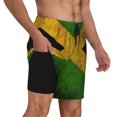 thumbnail image 1 of Mens Swim Trunks Jamaican Flag Quick Dry Board Shorts with Compression Liner, 1 of 6