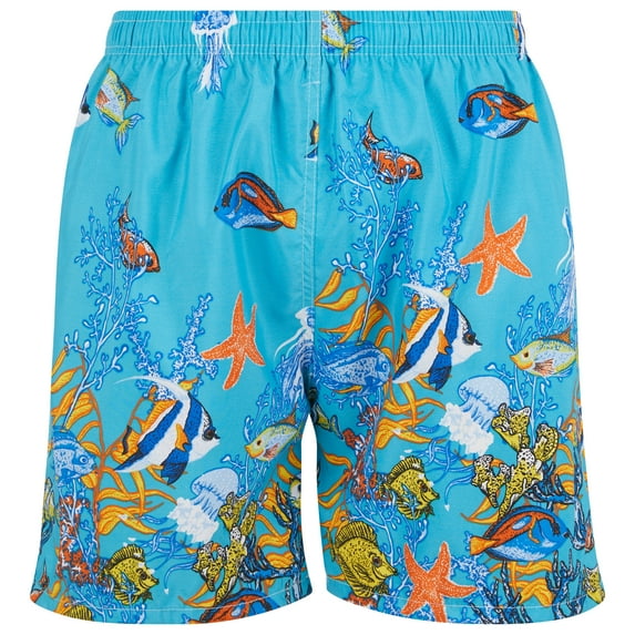 Mens Swim Trunks, Male Swimwear Shorts Side Pockets Mesh Lining, Under the Sea, X-Large