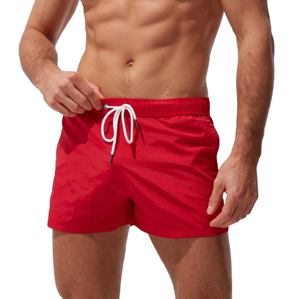 Mens Swim Trunks Males Plus Size Breathable Pockets Drawstring Beach