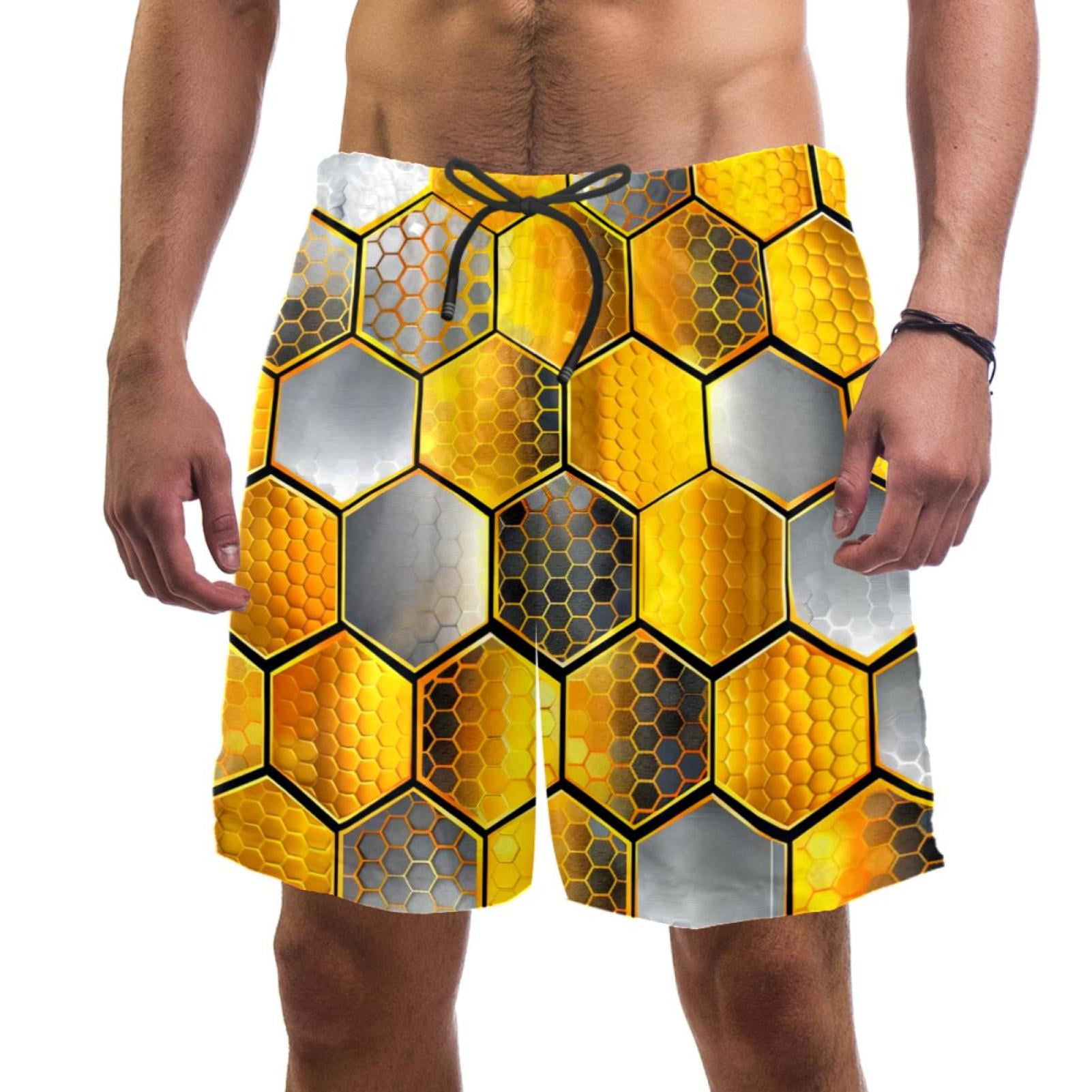 Mens Swim Trunks, Men Swim Trunks, Swim Shorts Men, Golden Hexagon ...