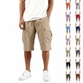 thumbnail image 1 of Mens Swim Trunks Men's Casual Workwear Multi-Pocket Drawstring Cargo Shorts Tactical Utility Crop Pants with Elastic Waist Summer Outdoor Hiking Fishing Shorts Wine M, 1 of 9
