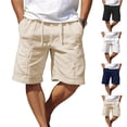 thumbnail image 1 of Mens Swim Trunks Men's Elastic Waist Drawstring Solid Color Casual Shorts with Pockets Comfortable Workwear Crop Pants for Summer Daily Outdoor Vacation Black L, 1 of 7