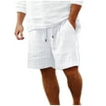thumbnail image 1 of Mens Swim Trunks, Men's Linen Shorts Casual Drawstring Elastic Waist Lightweight Quick Dry Summer Vacation Beach Shorts S-3XL, 1 of 5
