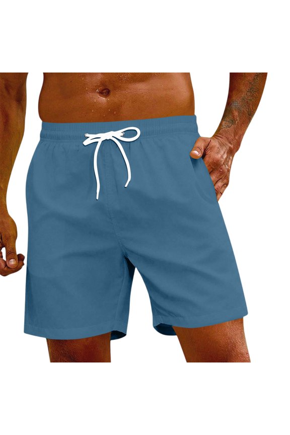 Mens Swim Trunks – Mens Swim Shorts with Elastic Waist Blue M