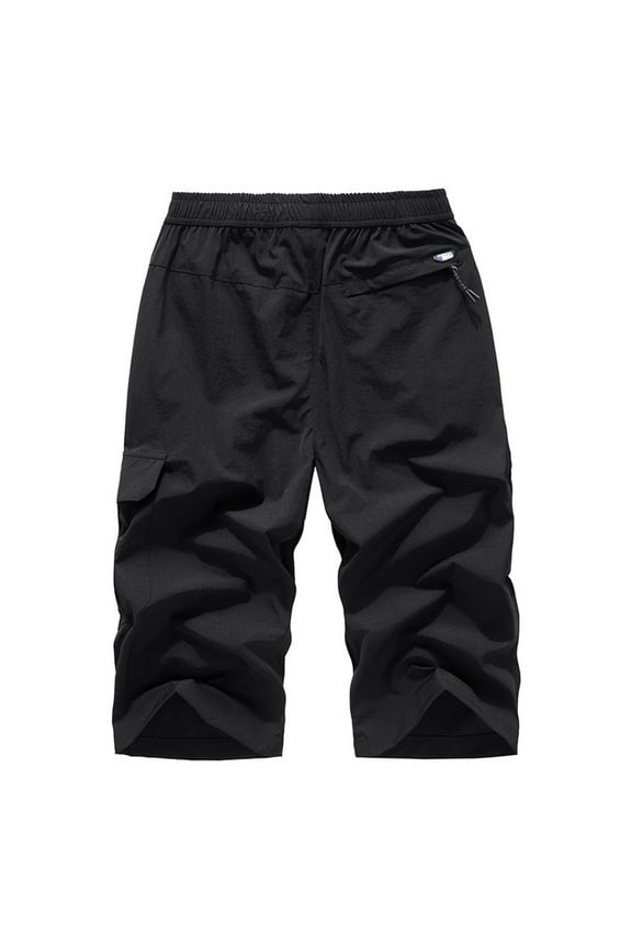 Mens Swim Trunks Plus Thin Summer Casual Sports Calf-Length Fast-Drying Size Mens Board Shorts Swimwear Black L