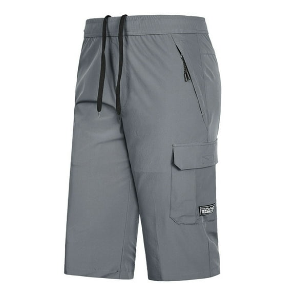 Mens Swim Trunks Plus Thin Summer Casual Sports Calf-Length Fast-Drying Size Mens Board Shorts Swimwear Grey One Size