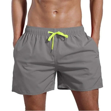 Mens Swim Trunks Quick Dry Men's Summer Leisure Sports Plus Size Dinosaur Solid Color Beach Shorts Beach Shorts for Men Grey