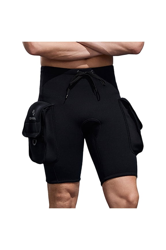 Mens Swim Trunks Quick Dry Performance Nylon Spandex with Secure Pockets Mid-Thigh Black,Size S