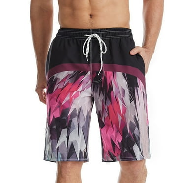 Mens Swim Trunks Quick Dry Quick Drying Loose Surfing Stripe Pattern Fashion Casual Beach Swimsuit Beach Shorts for Men Wine