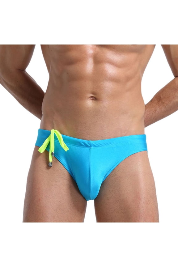 Mens Swim Trunks Quick-Drying Swimwear Briefs Boys Solid Drawstring Low Rise Stretchy Lightweight Beach Board Swimming Swimsuits Shorts