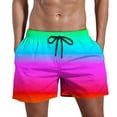thumbnail image 1 of Mens Swim Trunks Rainbow Seven Color Rendering Print Shorts with Mesh Lining Swimwear Bathing Suits 5 Inch Pants, 5X-Large, Pink, 1 of 5
