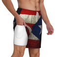 thumbnail image 1 of Mens Swim Trunks Retro Puerto-Rico-Flag Quick Dry Board Shorts with Compression Liner, 1 of 6