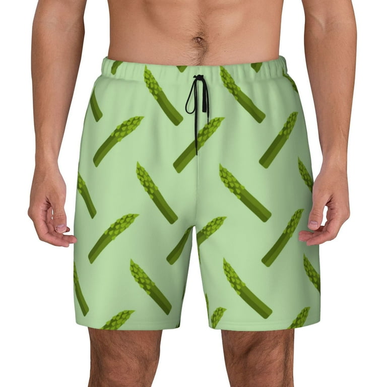 Mens Swim Trunks Shorts Asparagus Pattern green Stylish Comfortable Swimming Trunks for Men