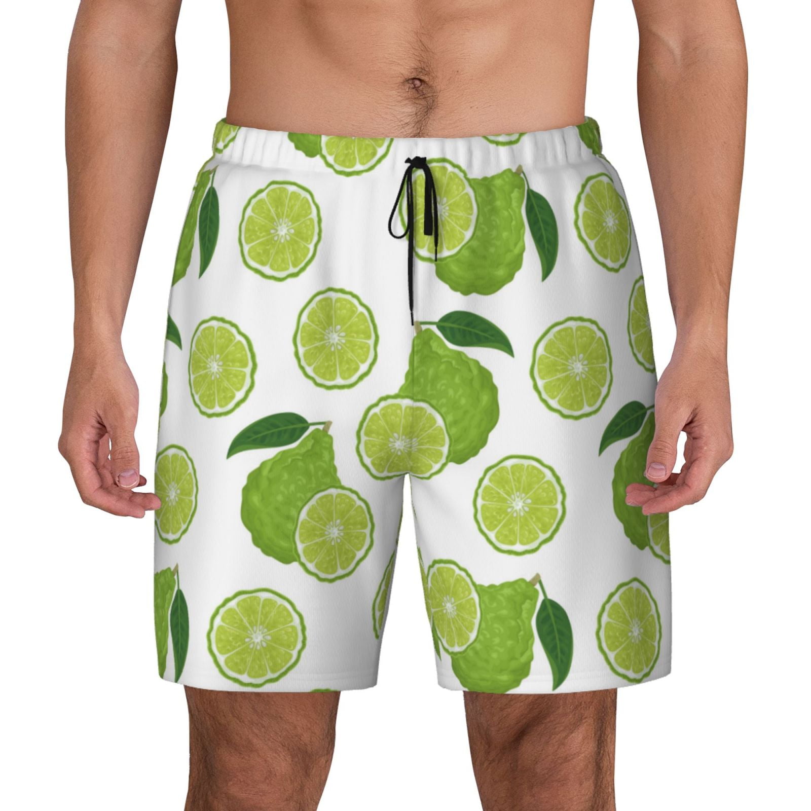 Mens Swim Trunks Shorts Cute Forest Green Limes Stylish Comfortable Swimming Trunks for Men