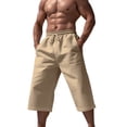 thumbnail image 1 of Mens Swim Trunks Spring Summer Casual All Solid Color Linen Loose Fashion Pockets Walkshorts Cargo Bermuda Khaki Short Pants Sizes 4XL, 1 of 7