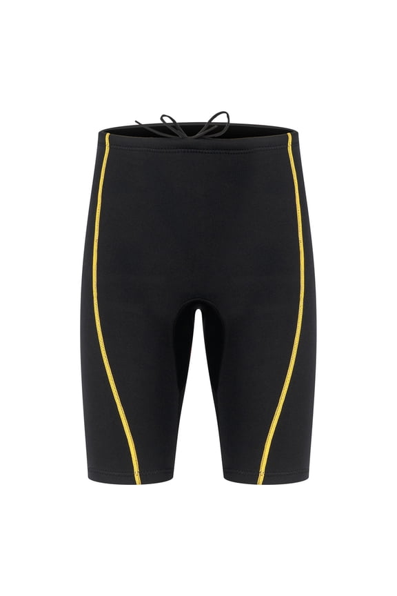 Mens Swim Trunks Stretchy Slim Compression Thermal Wetsuits with Drawstring High Waisted Color Block Beach Workout Surfing Diving Shorts