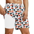 thumbnail image 1 of Mens Swim Trunks Summer Printed Quickly Dry Drawstring Swimsuit Funny Beach Shorts with Compression Liner (XXL, White), 1 of 5