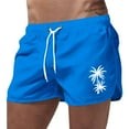 thumbnail image 1 of Mens Swim Trunks Summer Sports Fashion Leisure Travel Polyester Coconut Tree Printed Beach Shorts For Men Swim Shorts Blue XL, 1 of 4
