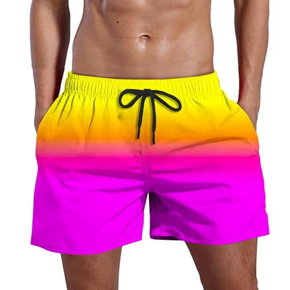 Mens Swim Trunks Swimming Shorts Swimwear Bathing Suits Quick Dry With Mesh Lining Yellow XXXXXL