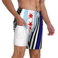 thumbnail image 1 of Mens Swim Trunks Us Thin Blue Line Flag Of Chicago Quick Dry Board Shorts with Compression Liner, 1 of 1