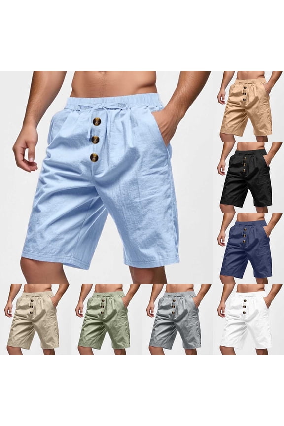 Mens Swim Trunks Washed Cotton Button Fly Casual Beach Shorts Lightweight Summer Grey XL