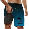 thumbnail image 1 of Mens Swim Trunks With Compresssion Liner Inseam Bathing Suit With Pockets Board Shorts Men's Swim Shorts Blue L, 1 of 4