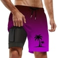 thumbnail image 1 of Mens Swim Trunks With Compresssion Liner Inseam Bathing Suit With Pockets Board Shorts Men's Swim Shorts Dark Purple XL, 1 of 4