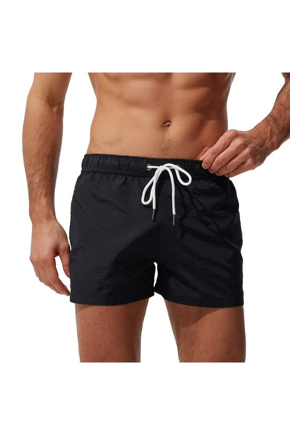 Mens Swim Trunks With Liner Plus Size Breathable Trunks Pants Pockets Swimwear Beach Shorts Slim Wear