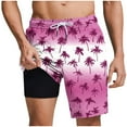 thumbnail image 1 of Mens Swim Trunks with Compression Gym Workout Shorts 2 in 1 Quick Dry Bathing Suits Beach Casual Crop Pants, 1 of 5