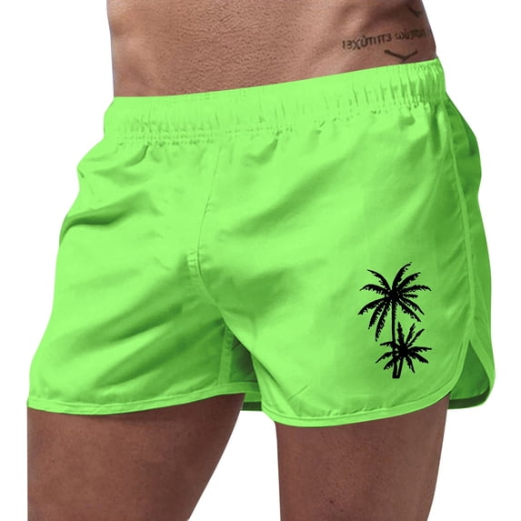 Mens Swim Trunks with Compression Liner 2 In 1 Swimming Shorts Hawaiian Print Swimwear Bathing Suit for Board Beach Gym Running