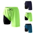 thumbnail image 1 of Mens Swim Trunks with Compression Liner 2 in 1 Elastic Waist Drawstring Straight Leg Beach Shorts with Pockets, 1 of 5