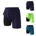 thumbnail image 1 of Mens Swim Trunks with Compression Liner 2 in 1 Elastic Waist Drawstring Straight Leg Beach Shorts with Pockets, 1 of 4