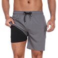thumbnail image 1 of Mens Swim Trunks with Compression Liner 2 in 1 Quick Dry Bathing Suit Beach Shorts with Zipper Pockets, 1 of 7