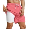 thumbnail image 1 of Mens Swim Trunks with Compression Liner 2 in 1 Quick Dry Bathing Suit Stretch Swimwear Beach Shorts with Drawstring, 1 of 5