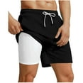 thumbnail image 1 of Mens Swim Trunks with Compression Liner 2 in 1 Quick Dry Bathing Suit Stretch Swimwear Beach Shorts with Drawstring, 1 of 5