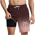 thumbnail image 1 of Mens Swim Trunks with Compression Liner 2 in 1 Swimwear Inseam Quick Dry Swimsuit Board Shorts, 1 of 4